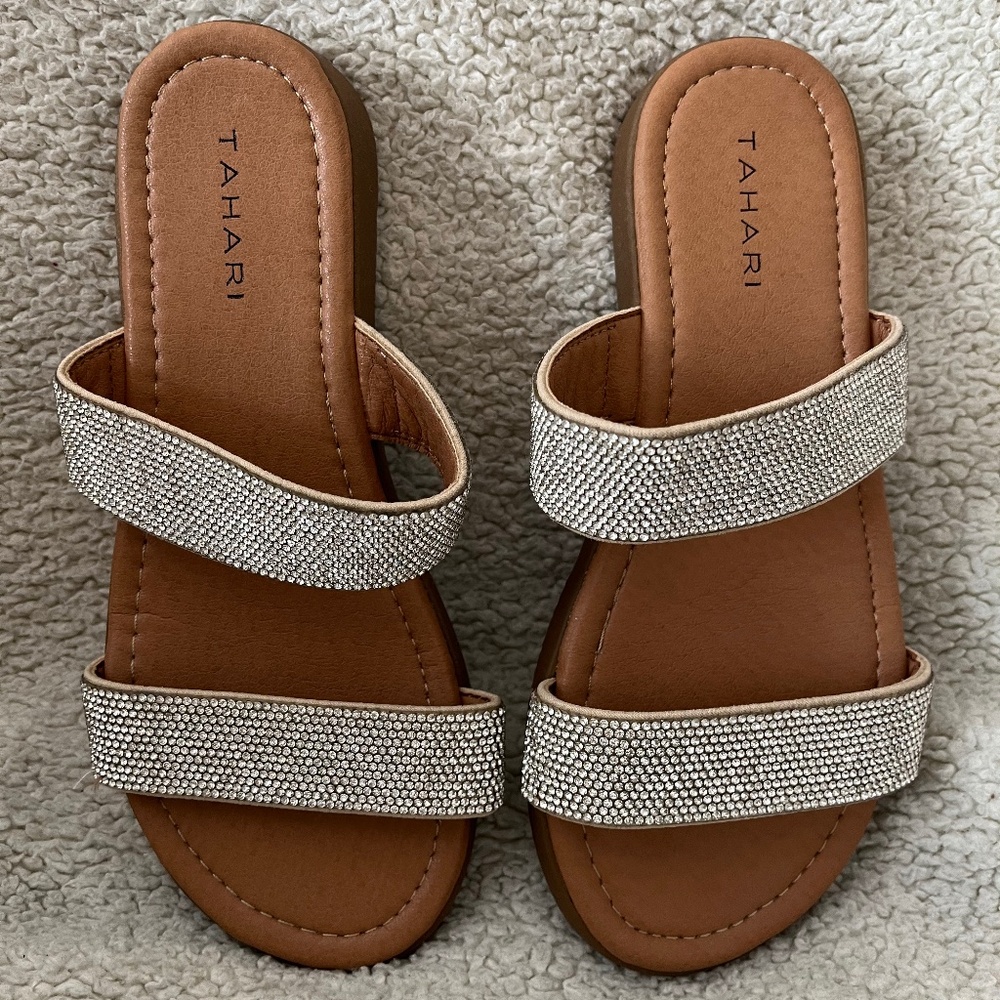 Tahari Slip on Rhinestone Sandals (sz 7)